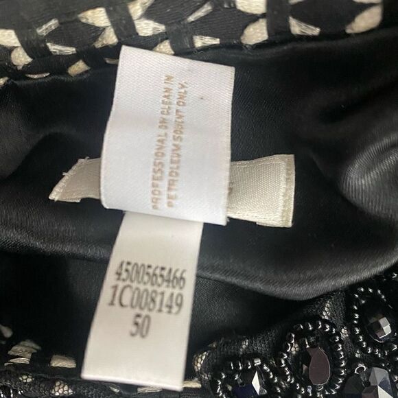 Chicos Black/White Tweed Beaded Collar Zip Up Jacket - Picture 6 of 7